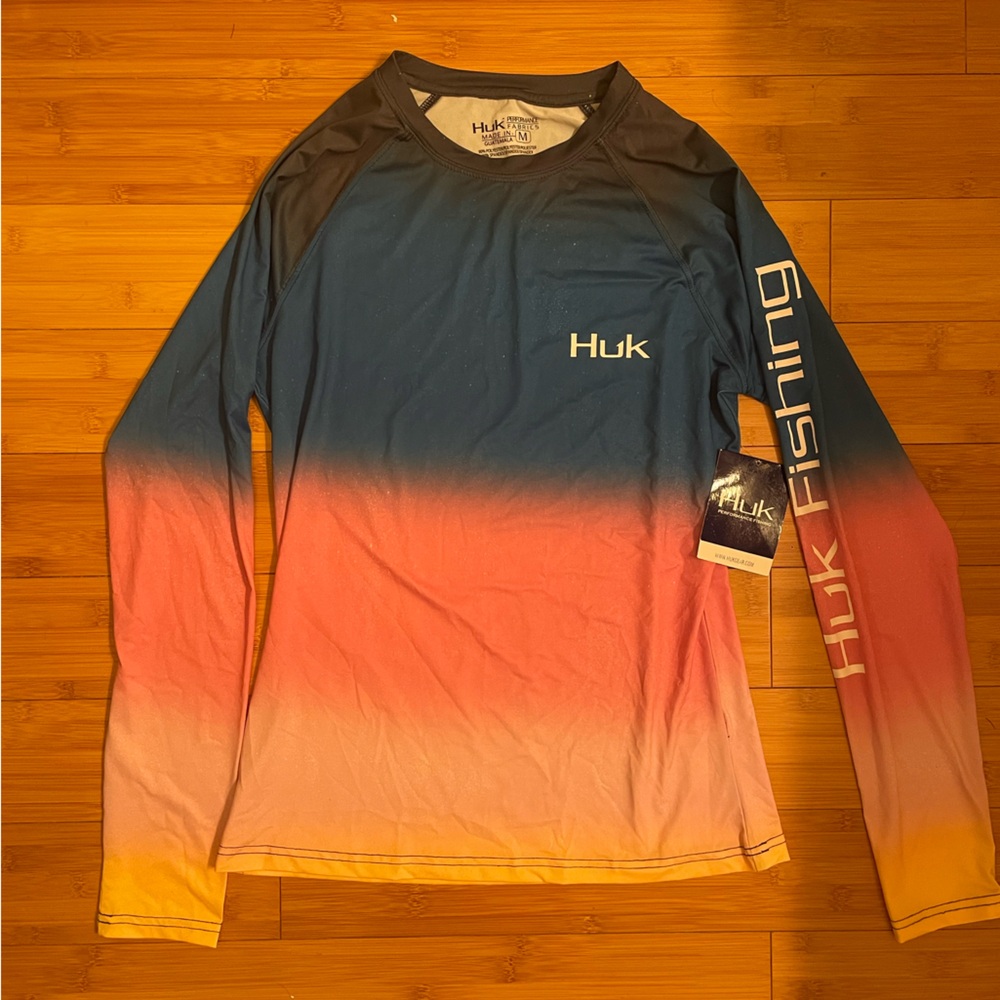 Huk Women’s Long Sleeve Shirt - Blue, Pink, Yellow Gradient